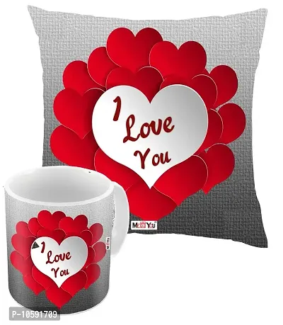 ME&YOU Romantic Gifts, Surprise Printed Cushion with Printed Mug for Wife, Girlfriend, Fiance On Valentine's Day, Birthday, Anniversary, Karwa Chauth and Any Special Occasion IZ19DTLoveCm16-157