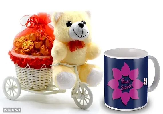 Midiron Gift for Sister, Coffee Mug with 20 Piece Chocolate in Cycle Basket ( Multicolor)-thumb0