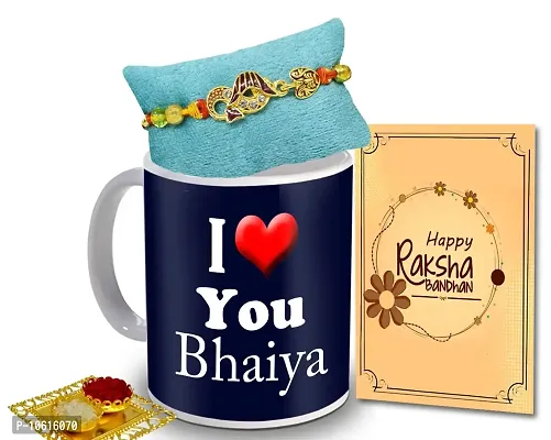 ME & YOU Rakhi Gift for Brother / Bhaiya / Bhai | Rakhi gift pack for Brother | Rakhi with Coffee Mug, Roli Tikka and Rakhi Greeting Card Gift Set-IZ2227-24