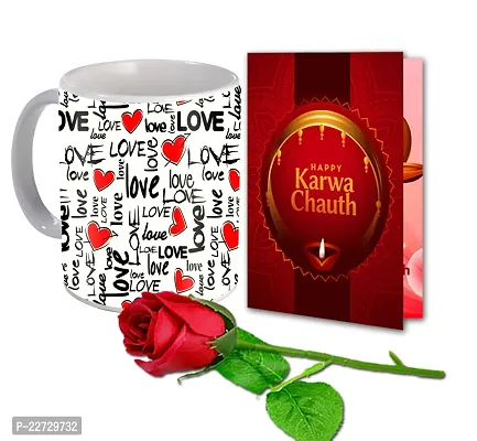 ME  YOU Unique Karva Chauth Gift Set for Wife, Girlfriend, Special One | Romantic Gift Hamper for Wife, Girlfriend and Love one with 325ML Coffee Mug, Greeting Card  Rose