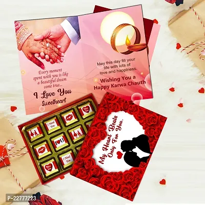 Midiron Special Karwachauth Gift Combo Set for Love One, Wife, Girlfriend | Karwa Chauth Gifts Set, Best Gifts for Karwa Chauth With Chocolate Box, Quote Printed Mug, Greeting Card-thumb0
