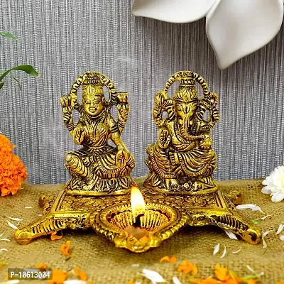 ME & YOU Laxmi Ganesha Showpiece, Gold Plated Laxmi Ganesha Statue, Ideal Gift for Diwali, House Warming, Office (9 cm)-thumb3