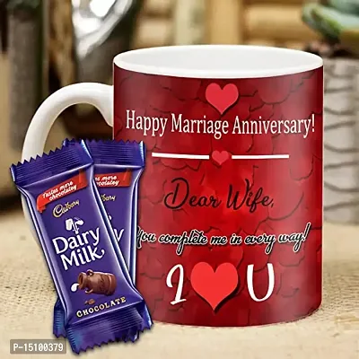 Midiron romantic gift for wife on anniversary special | anniversary gift for wife special combo | anniversary gift for wife pillow ( chocolate, Coffee mug )-thumb0