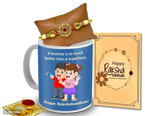 ME & YOU Rakhi Gift for Brother | Rakhi for Brother/ Bhai | Rakshabandhan Gift for Brother| Rakhi with Coffee Mug, Roli Tikka and Rakhi Greeting Card DTRakhiR68-85