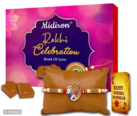 Midiron Rakhi Gift for Brother, Rakhi Combo Pack of Brother, Chocolate with Rakhi for Brother, Rakhi with Card for Brother, Rakhi Gift (IZ21-57)-thumb0