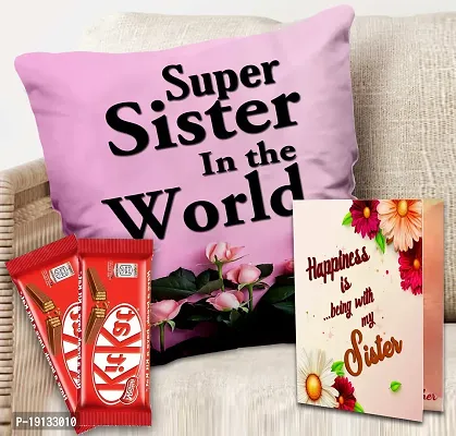 Midiron Rakhi Chocolate Hamper for Sister | Return Gift for Sister on Raksha Bandhan |Rakhi Gifts Hamper for Sister |Raksha Bandhan Gift for Sister/Bahen| Chocolate Bar  Printed Cushion - 12*12 Inch