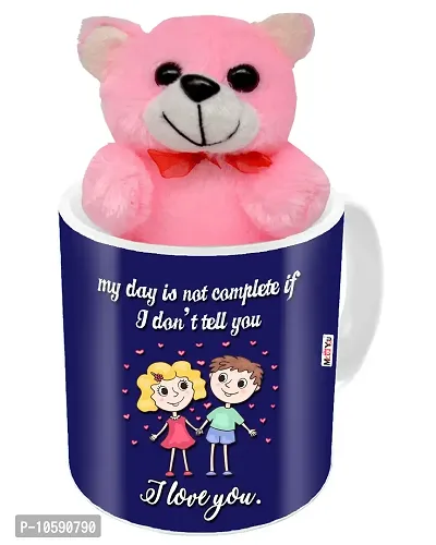 ME&YOU Romantic Gifts, Surprise Teddy with Printed Mug for Wife, Girlfriend, Fiance On Valentine's Day, Birthday, Anniversary, Karwa Chauth and Any Special Occasion ( Printed Ceramic Mug - 325ml )