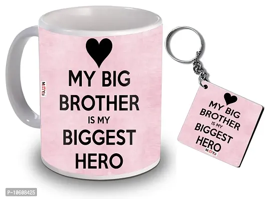 ME & YOU Raksha Bandhan Gift for Brother with Ceramic Mug & Keychain Multicolor ( Printed Ceramic Mug - 325ml )-thumb0