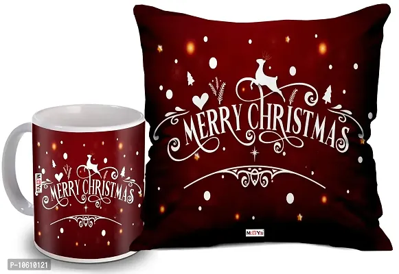 ME & YOU Gift for Father Mother Brother Sister Friends On Christmas, Merry Christmas (325ML Mug with 16*16"" Cushion)