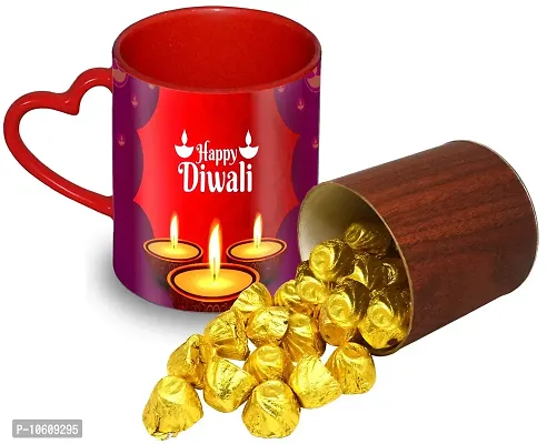 Midiron Special Diwali Gift, 20 Piece Gold Chocolate with Printed Ceramic Coffee Mug