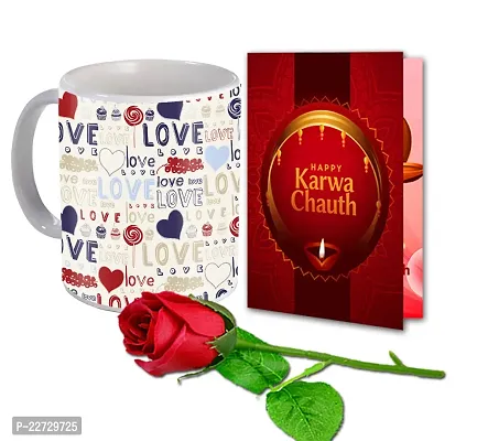 ME  YOU Lovely Gift for Wife | Romantic Karwa Chauth Gift for Wife, Girlfriend, Special One | Karwa Chauth Unique Gifts| Karwa Chauth Gift Box with Coffee Mug, Artificial Rose  Card