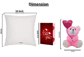 ME & YOU Beautiful Love Quoted Printed Cushion (16*16 Inch) & Teddy with Greeting Card for Valentine Gifts (Multicolor)-thumb3