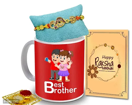 ME & YOU Rakhi Gift for Brother | Rakhi for Brother/ Bhai | Rakshabandhan Gift for Brother| Rakhi with Coffee Mug, Roli Tikka and Rakhi Greeting Card DTRakhiR27-82-thumb0