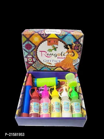 ME  YOU Rangoli Making Colors Kit, Design Creativity Diwali Floor Rangoli, Art Colours Rangoli Color Powder Rang for Navratri | Special Rangoli Stencils Kit | Eco-Friendly Rangoli Colors