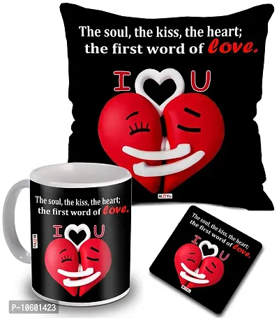 ME & YOU Love Quoted Printed Cushion, Ceramic Mug with MDF Coaster Gifts for Wife/Husband/Girlfriend/Boyfriend/Fiance on her Birthday/Anniversary/Valentine's Day-thumb0