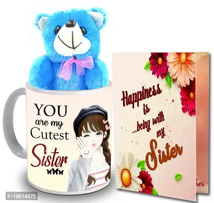 ME & YOU Gift for Sister | Birthday Gift for Sister | Return Rakhi Gift for Sister | Anniversary Gift for Sister | Blue Teddy Gift for Sister IZ22DTSisterCDMUTBl-102-thumb0