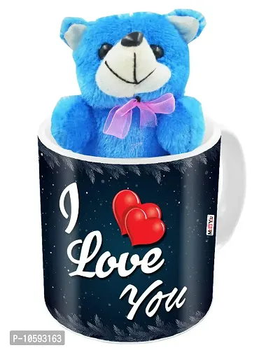 ME&YOU Romantic Gifts, Surprise Teddy with Mug for Wife, Girlfriend, Fiance On Valentine's Day, Birthday, Anniversary, Karwa Chauth and Any Special Occasion ( Printed Ceramic Mug - 325ml )