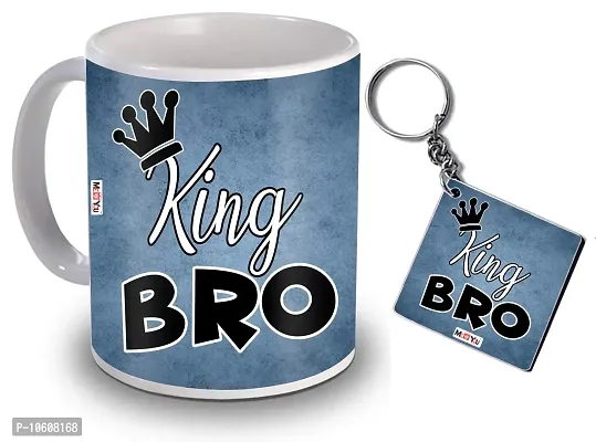 ME & YOU Gift for Brother, Printed Ceramic Mug and Keychain ( Multicolor)