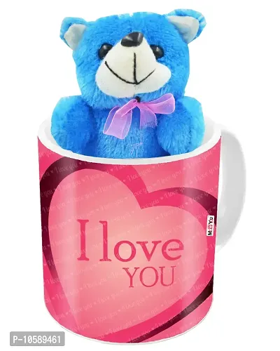 ME&YOU Romantic Gifts, Surprise Teddy with Mug for Wife, Girlfriend, Fiance On Valentine's Day, Birthday, Anniversary, Karwa Chauth and Any Special Occasion ( Printed Ceramic Mug - 325 )