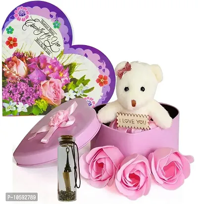 ME&YOU Romantic Gifts, Surprise Box with Message Bottle, Greeting Card for Wife, Girlfriend, Fianc?, Lover On Valentine's Day and Any Special Occasion IZ19Tinbox6PinkCard2MsgBott2-01