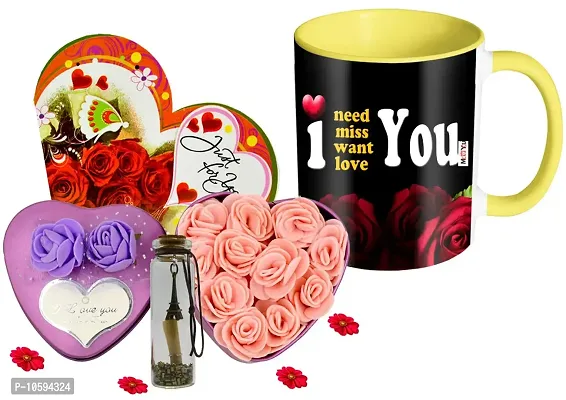 ME&YOU Romantic Gifts, Surprise Flower Box, Greeting Card with Message Bottle & Printed Colored Mug for Wife, Girlfriend, Fiance On Valentine's Day IZ19Tinbox2PurCard5Msgbott2MUy-STLove-40