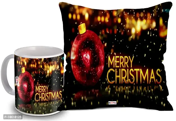 ME & YOU Gift for Father Mother Brother Sister Friends On Christmas, Merry Christmas (325ML Mug with 16*16 Inch Cushion)-thumb0