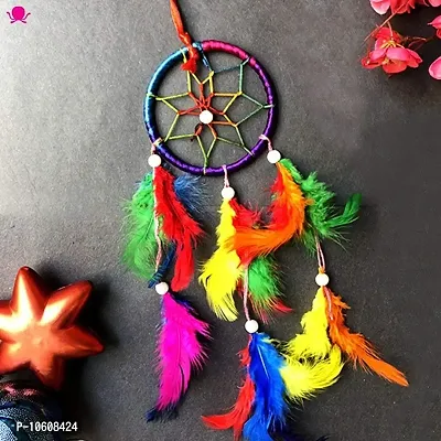 ME & YOU Wall Hanging Round Dream Catcher for Attract Positive Dreams (Pack 5) Multicolor-thumb3