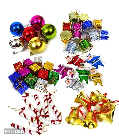 ME & YOU Christmas Ornaments, Tree Decorative Hanging Ornaments, Santa, Boll, Drum, Gifts, Candy, Bell (Pack-48)