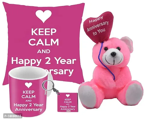 ME&YOU Set, Printed Cushion/Ceramic Mug/MDF Keychain/ Happy Anniversary Quoted Teddy, for Father/ Mother/Brother/Sister/Friends-thumb0