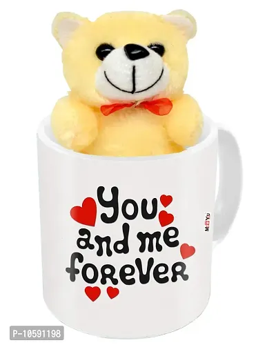 ME&YOU Romantic Gifts, Surprise Teddy with Printed Mug for Wife, Girlfriend, Fiance On Valentine's Day, Birthday, Anniversary, Karwa Chauth and Any Special Occasion IZ19DTLoveMuTCr-129