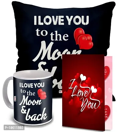 ME & YOU Love Quoted Cushion and Ceramic Mug with I Love You Greeting Card for Valentine's Day, Birthday, Anniversary (Multicolor)-thumb0