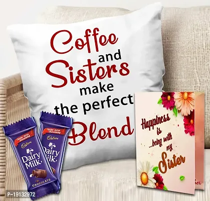 Midiron Beautiful Rakhi Gift Hamper for Sister | Gift for Sister with Chocolates  Printed Cushion | Raksha Bandhan Gift with Beautiful Quote Printed Cushion  Tasty Chocolates (Pack of 2)