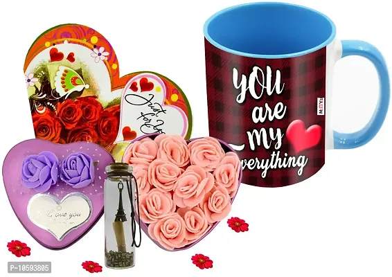 ME&YOU Romantic Gifts, Surprise Flower Box, Greeting Card with Message Bottle & Printed Colored Mug for Wife, Girlfriend, Fiance On Valentine's Day IZ19Tinbox2PurCard5Msgbott2MUb-STLove-38-thumb0