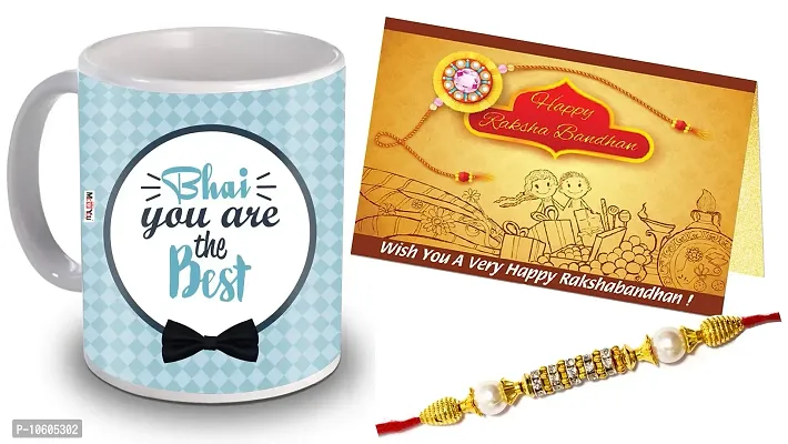 ME & YOU Designer Rakhi with Printed Coffee Mug and Greeting Card for Brother on Raksha Bandhan