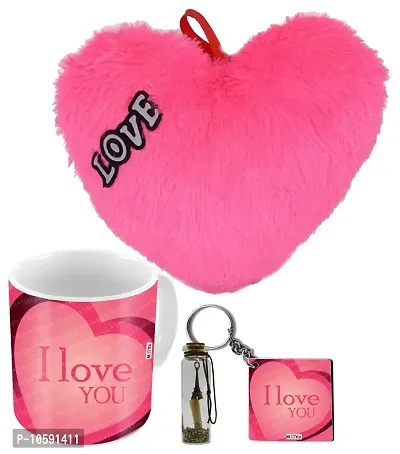ME&YOU Romantic Gifts, Surprise Message Pills with Printed Mug, Keychain and Heart Cushion for Wife, Girlfriend, Lover On Valentine's Day, Birthday, Anniversary, IZ19MsgBott2MKHP-DTLove-138