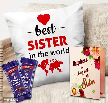 Midiron Rakhi Gift for Sister with Chocolates Bars | Rakhi Gift Hamper for raksha Bandhan | Rakhi chocolate Gift for Sister with Chocolates  Cushion 12*12 Inch - Pack of 3