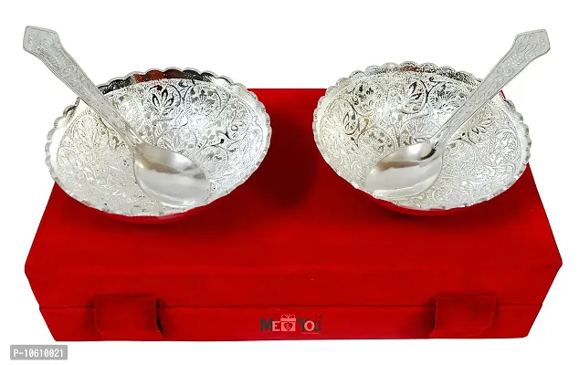 ME & YOU Beautiful Gift Pack of Designer Silver Plated Bowl Set on Diwali and Special Occasion-thumb2