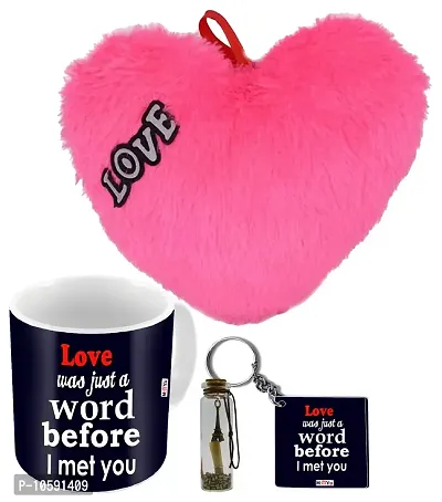 ME&YOU Romantic Gifts, Surprise Message Pills with Printed Mug, Keychain and Heart Cushion for Wife, Girlfriend, Lover On Valentine's Day, Birthday, Anniversary, IZ19MsgBott2MKHP-DTLove-038