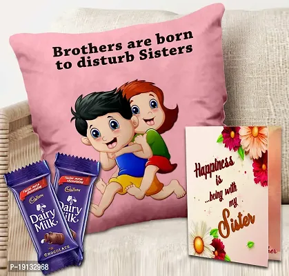 Midiron Raksha Bandhan Gift Hamper for Sister | Gift with Chocolates for Sister |Raksha Bandhan Gifts Pack| Rakhi Gifts Combo|Chocolate Gift for Sister | Raksha Bandhan Gift for Sister with Cushion