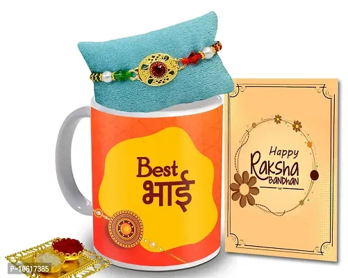 ME & YOU Rakhi Gift for Brother | Rakhi for Brother/ Bhai | Rakshabandhan Gift for Brother| Rakhi with Coffee Mug, Roli Tikka and Rakhi Greeting Card DTRakhiR23-78