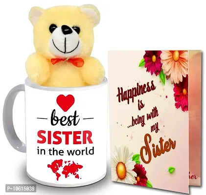 ME & YOU Gift for Sister | Return Rakhi Gift for Sister | Anniversary Gift for Sister | Birthday Gift for Sister | Cream Teddy Gift for Sister IZ22DTSisterCDMUTC-105-thumb0