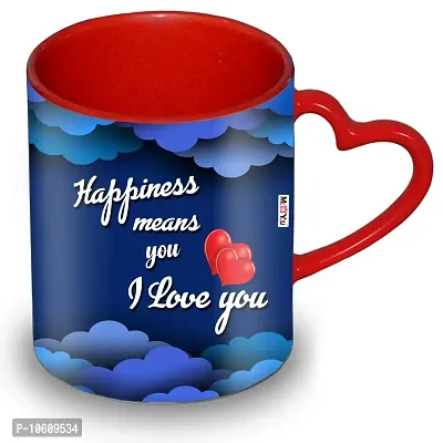 ME & YOU Beautiful Love You Quoted Printed Heart Handle Mug IZ19DTLoveHeartMUr-174