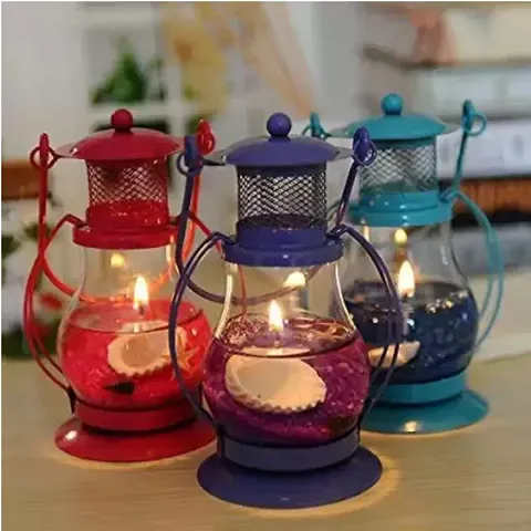 ME  YOU Diwali Lantern Candle Holder | Candles for Diwali| Festive Glass Candles | Aroma Candle with Holder | Long Burning Smokeless Glass Bottle Gel Candles Pack Of 3