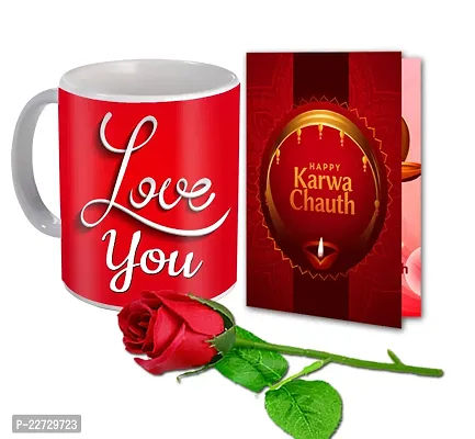 ME  YOU Karwa Chauth Gift Combo for Wife |Gift Hamper Gift for Wife with Lovely Card  Artificial Rose |Karwachauth Gifts for Wife, Ladies, Bhabhi with Rose Coffee Mug and Greeting Card-thumb0