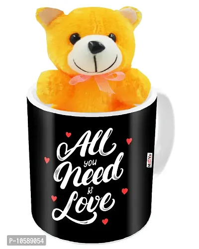 ME&YOU Romantic Gifts, Surprise Teddy with Printed Mug for Wife, Girlfriend, Fiance On Valentine's Day, Birthday, Anniversary, Karwa Chauth and Any Special Occasion ( Printed Ceramic Mug - 325ml )