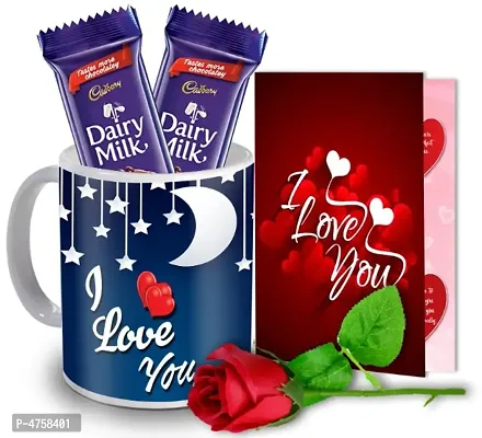 ME&YOU Love Gift for Valentine, Anniversary (Ceramic Coffee Mug, Rose, Chocolate, Card)