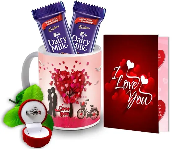ME&YOU Love Gift for Valentine, Anniversary (Ceramic Coffee Mug, Ring, Chocolate, Card)
