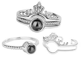 ME&YOU Valentine Gift Set, I Love You Ring 100 Languages Lovers Queen Crown Rings with Greeting Card-thumb2