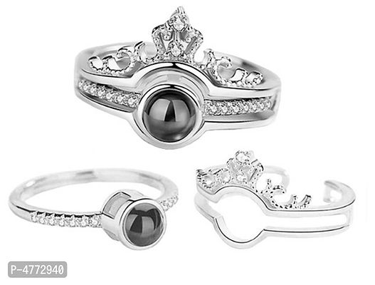 ME&YOU Valentine Gift Set, I Love You Ring 100 Languages Lovers Queen Crown Rings with Greeting Card-thumb3