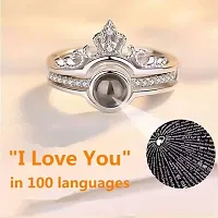 ME&YOU Valentine Gift Set, I Love You Ring 100 Languages Lovers Queen Crown Rings with Greeting Card-thumb3